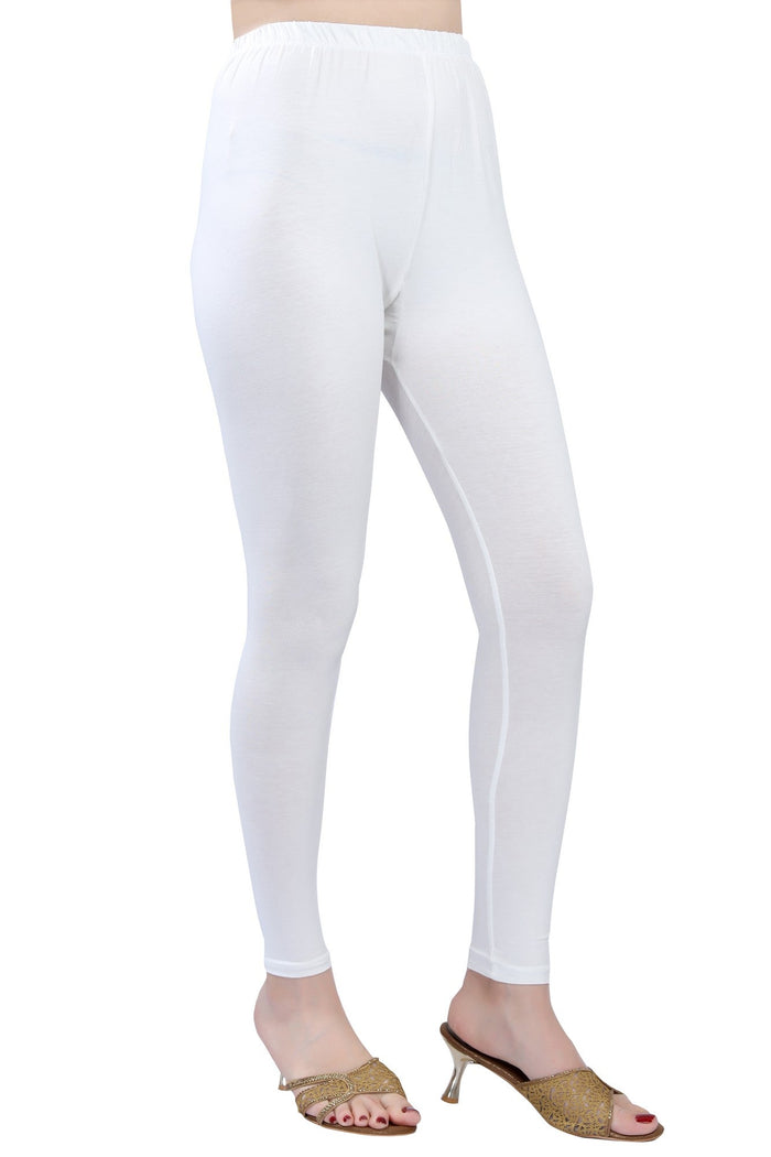 TRASA Women's Cotton Slim Fit Ankle Leggings - Off-White