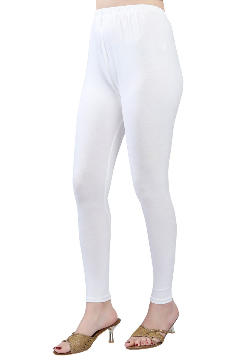 TRASA Women's Cotton Slim Fit Ankle Leggings - Off-White