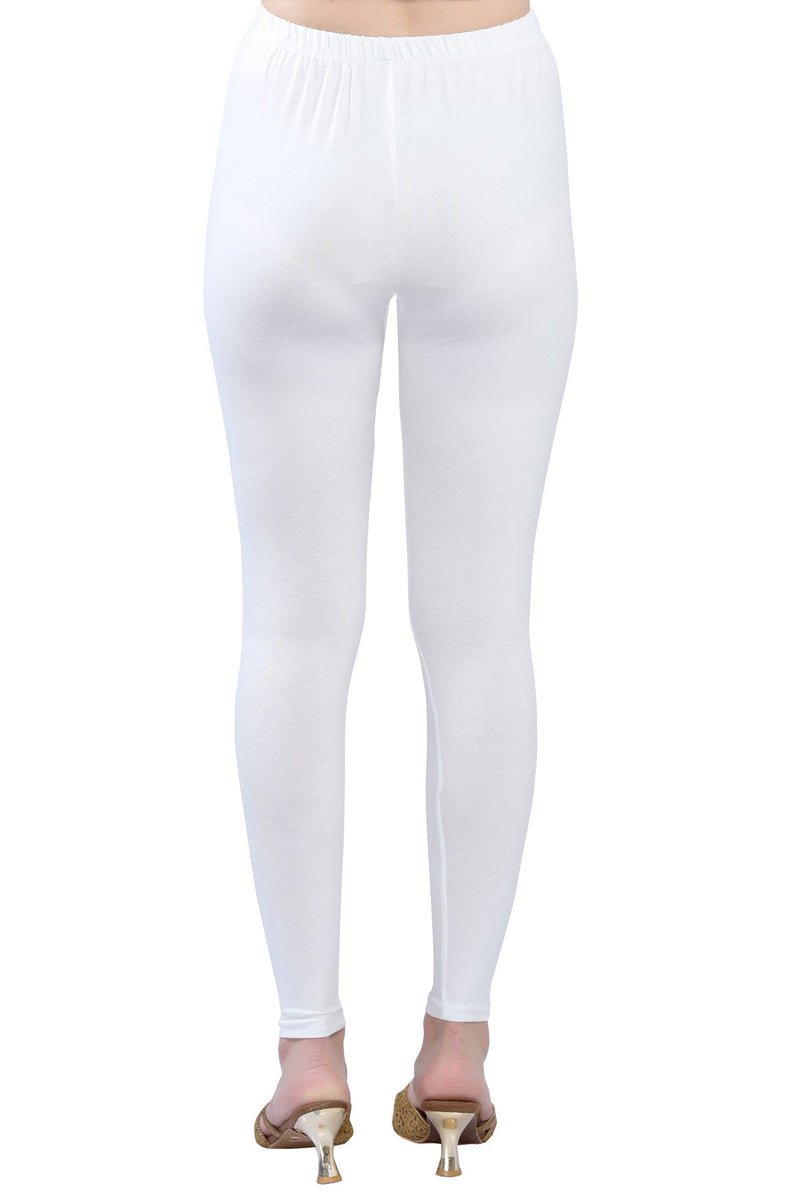 TRASA Women's Cotton Slim Fit Ankle Leggings - Off-White