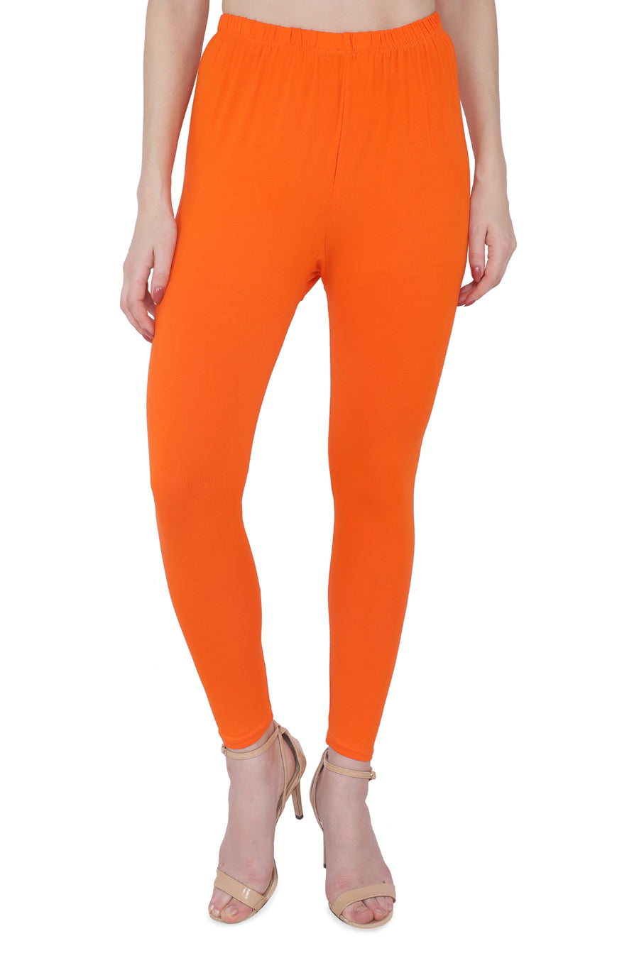 TRASA Women's Cotton Slim Fit Ankle Leggings - Orange