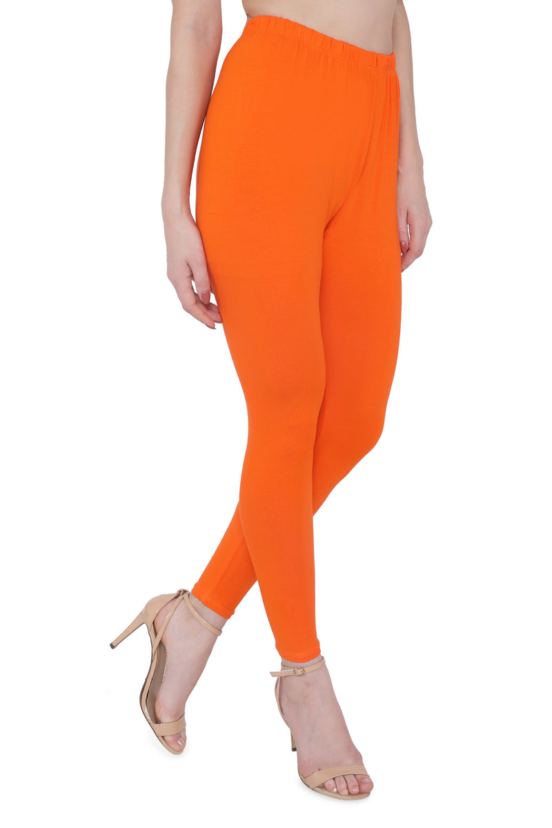 TRASA Women's Cotton Slim Fit Ankle Leggings - Orange