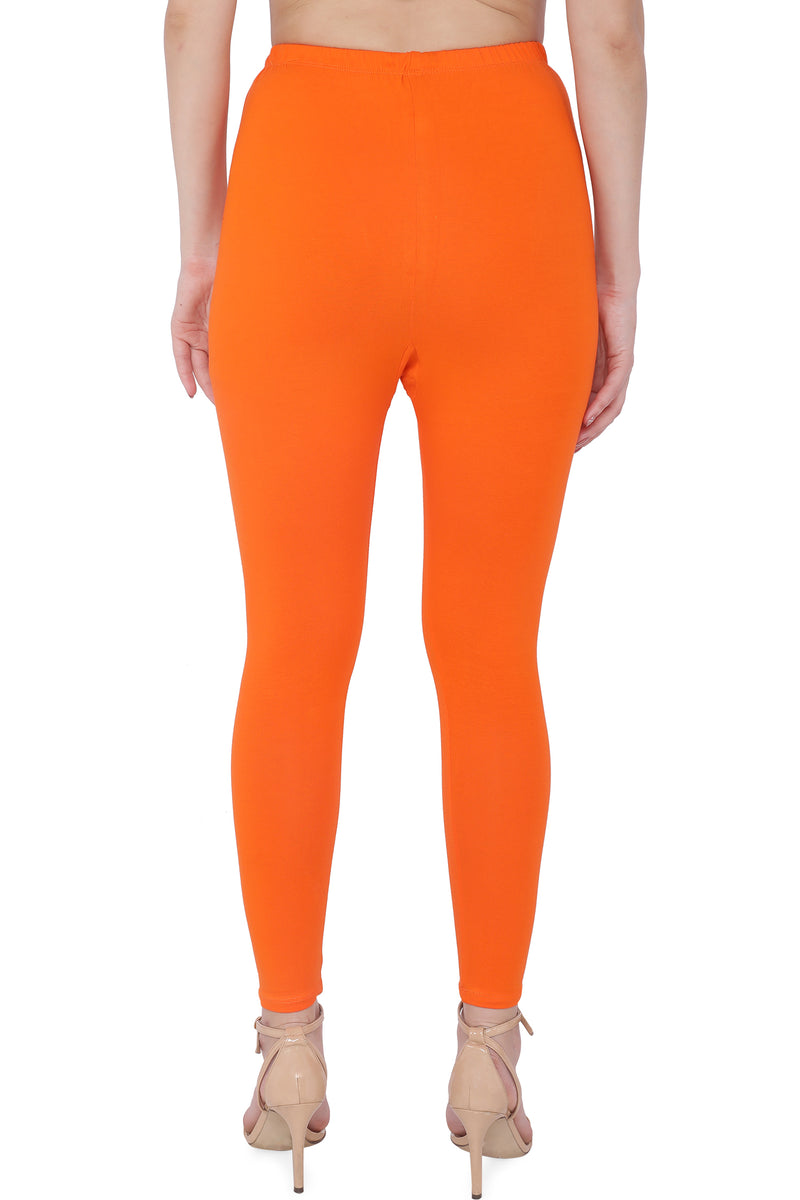 TRASA Women's Cotton Slim Fit Ankle Leggings - Orange