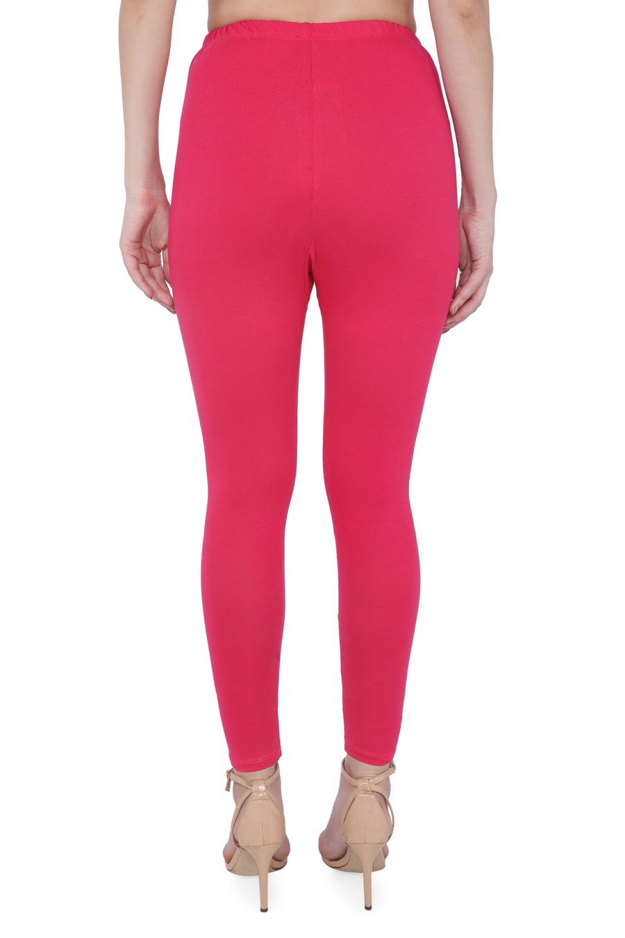 TRASA Women's Cotton Slim Fit Ankle Leggings - Pink