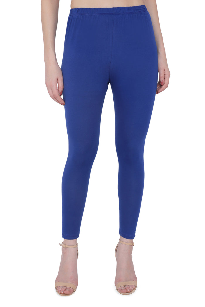 TRASA Women's Cotton Ankle Leggings - Royal Blue