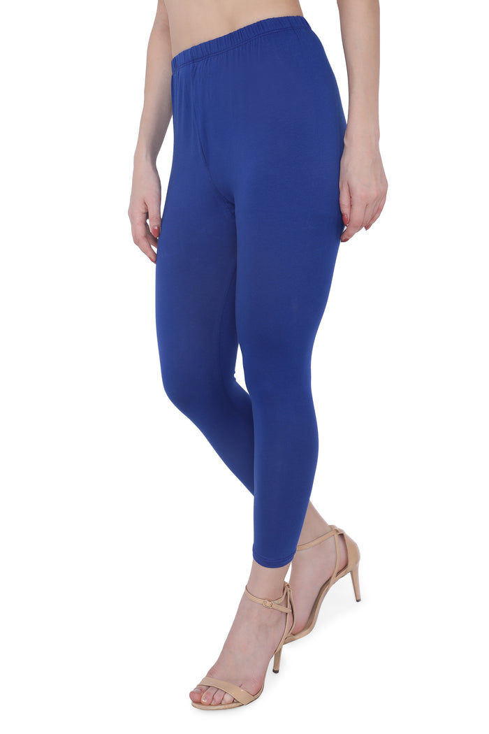 TRASA Women's Cotton Ankle Leggings - Royal Blue