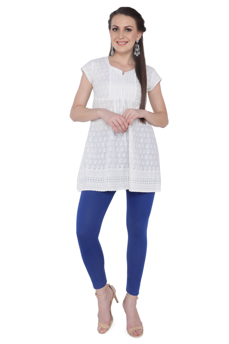 TRASA Women's Cotton Ankle Leggings - Royal Blue