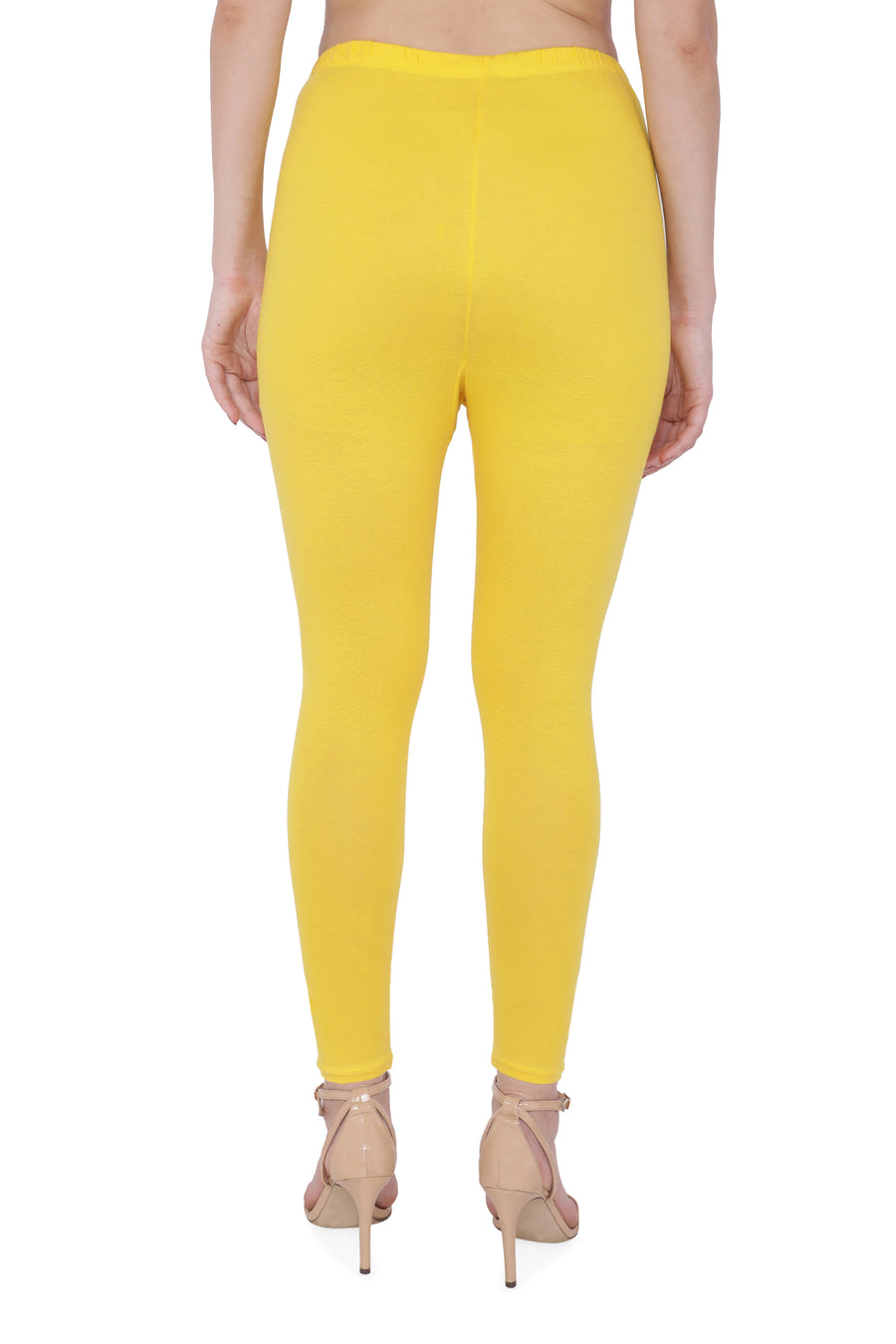 TRASA Women's Cotton Slim Fit Ankle Leggings - Yellow