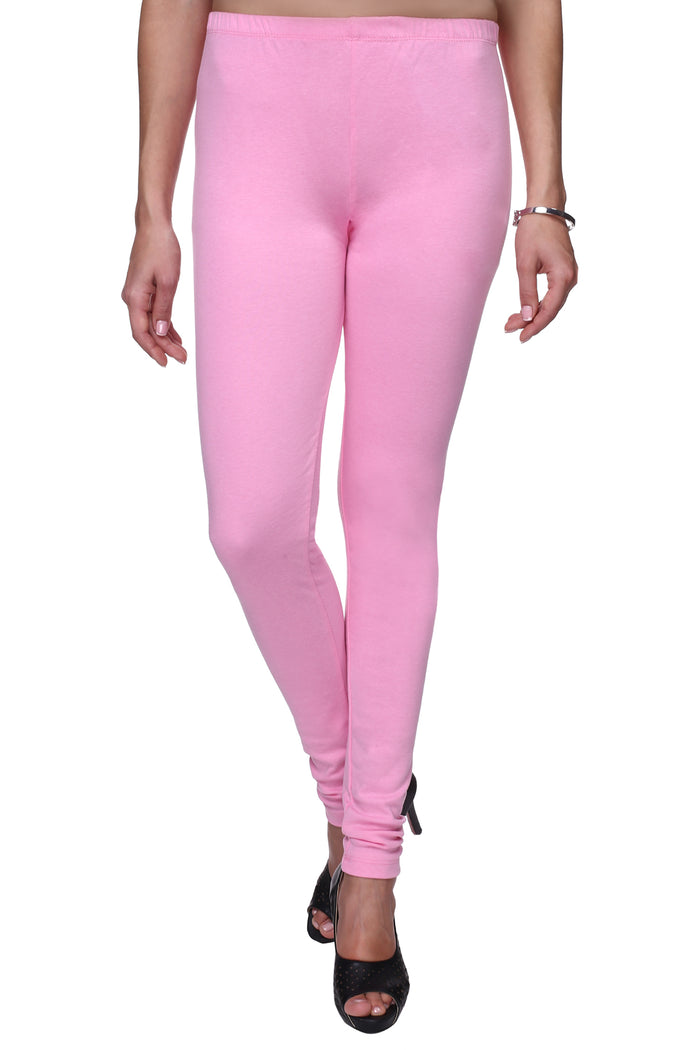 TRASA Women's Cotton  Churidar Leggings - Baby Pink