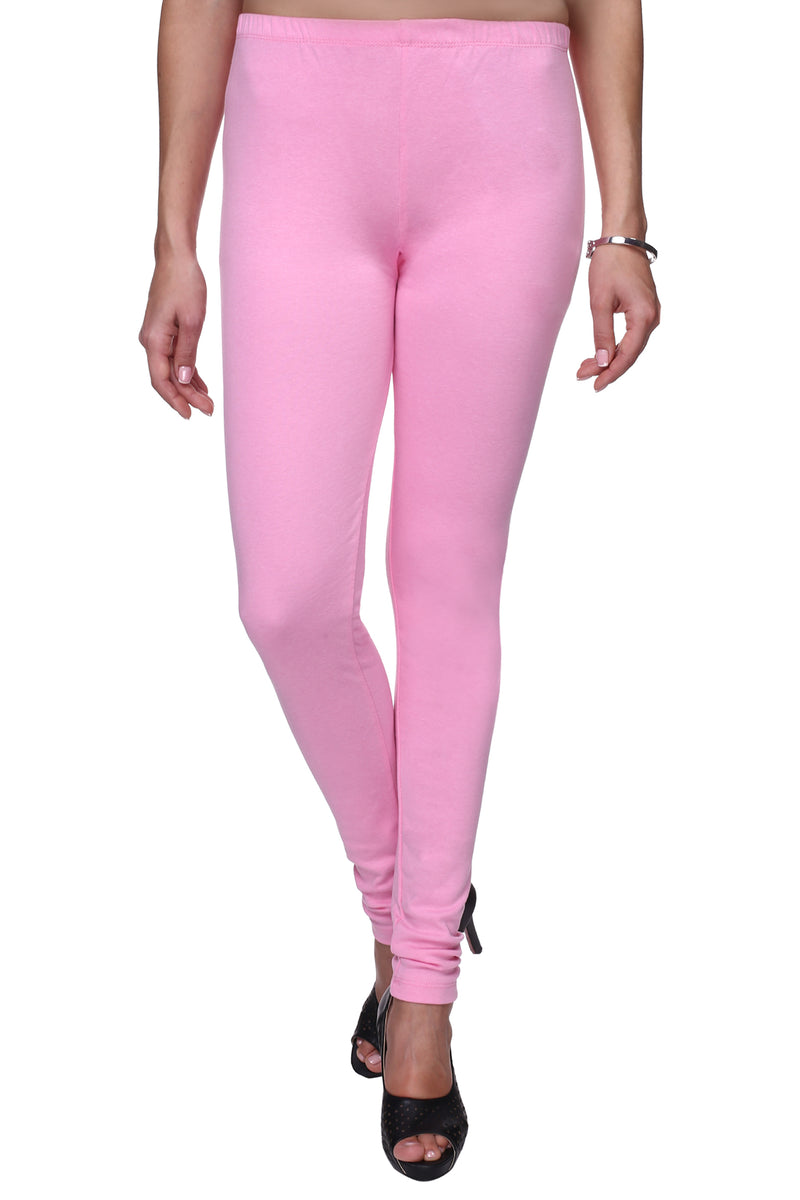 TRASA Women's Cotton  Churidar Leggings - Baby Pink
