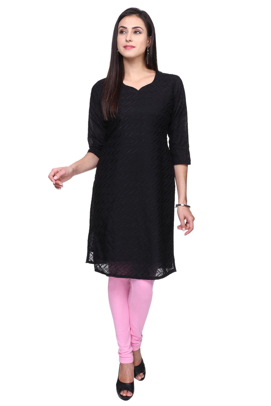 TRASA Women's Cotton  Churidar Leggings - Baby Pink