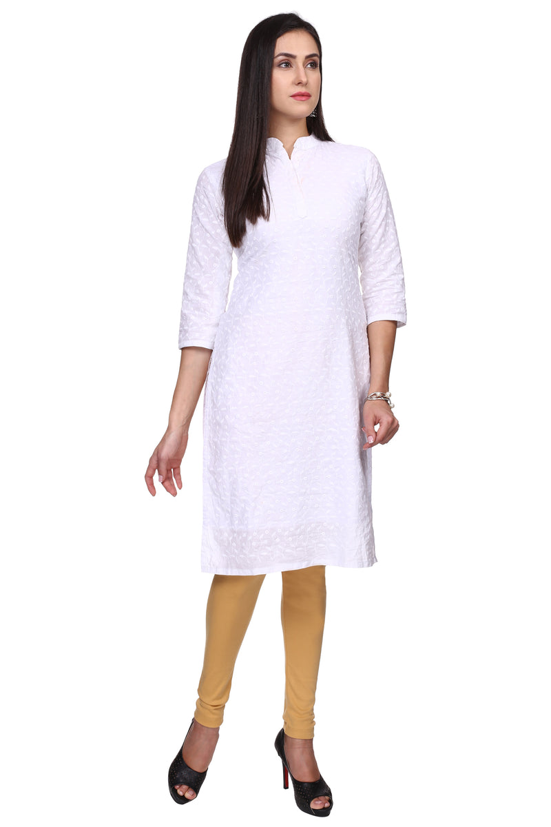 TRASA Women's Cotton Slim Fit Churidar Leggings - Beige