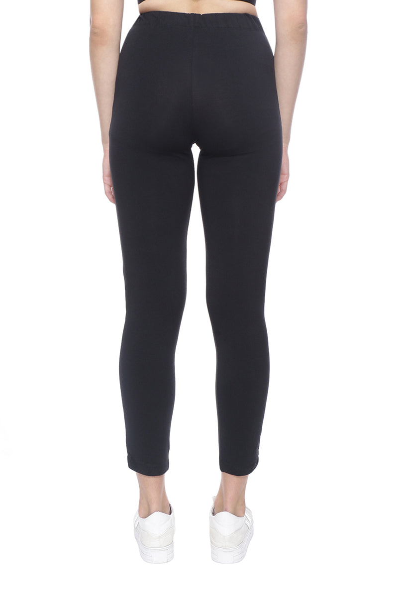 TRASA Kurti Pants for womens and girls super comfy stretchable cotton with one Side pocket - Black