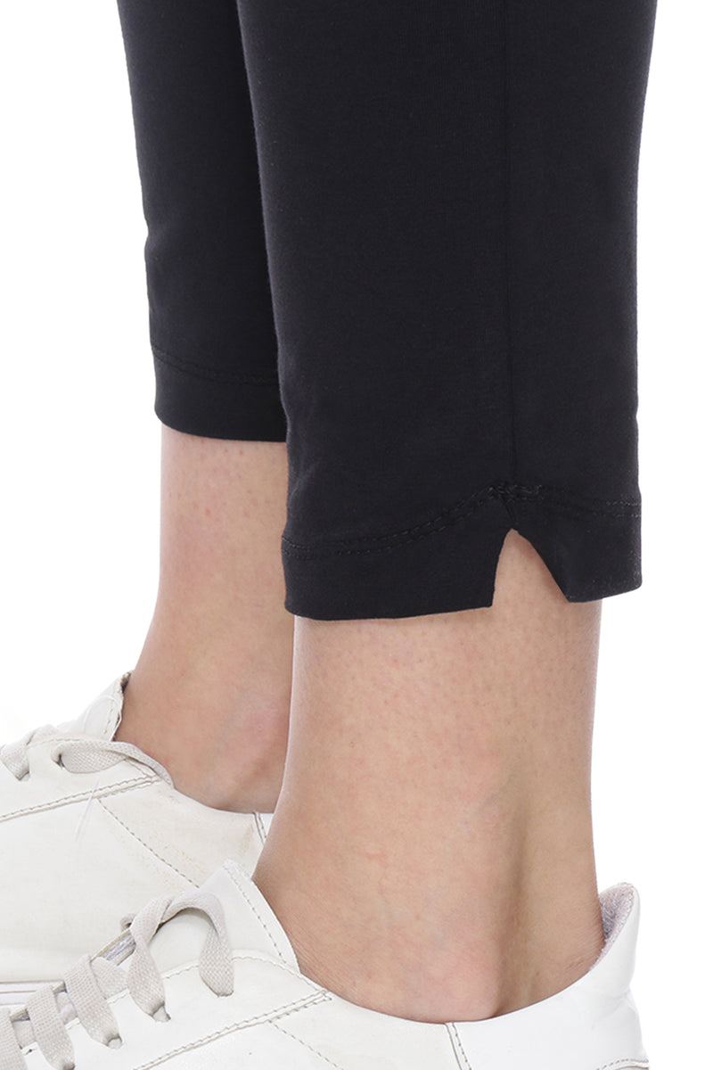 TRASA Kurti Pants for womens and girls super comfy stretchable cotton with one Side pocket - Black
