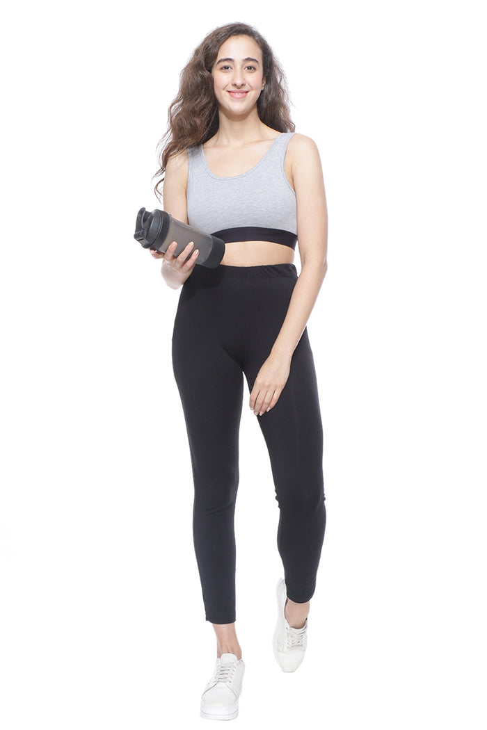 TRASA Kurti Pants for womens and girls super comfy stretchable cotton with one Side pocket - Black