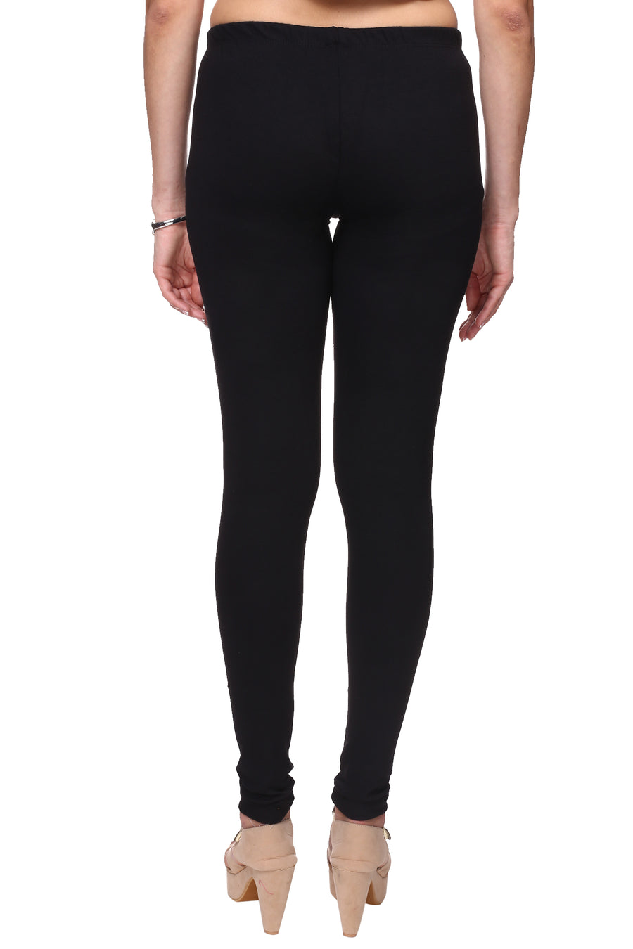 TRASA Women's Cotton Slim Fit Churidar Leggings - Black