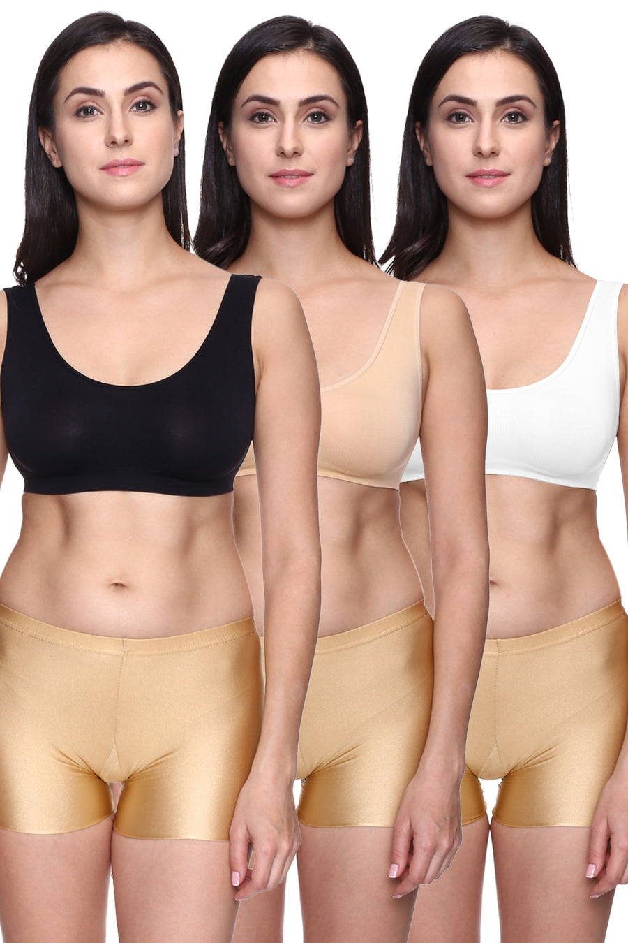 Trasa Broad strip Stretchable Non-Padded and Non-Wired Bra for Women's  and Girls Pack of 3