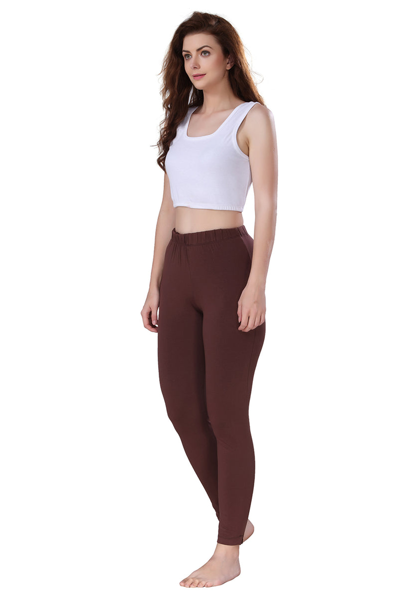 TRASA Kurti Pants for womens and girls super comfy stretchable cotton with one Side pocket - Brown