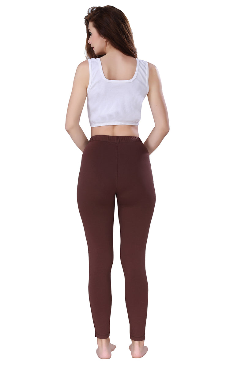 TRASA Kurti Pants for womens and girls super comfy stretchable cotton with one Side pocket - Brown