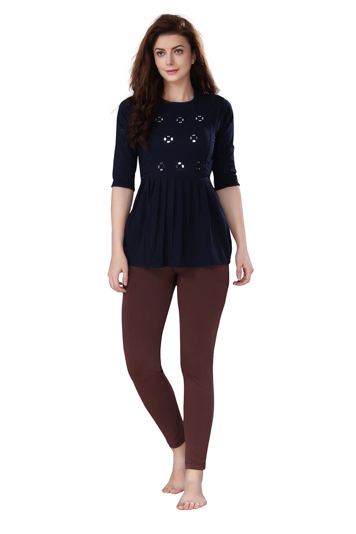 TRASA Kurti Pants for womens and girls super comfy stretchable cotton with one Side pocket - Brown