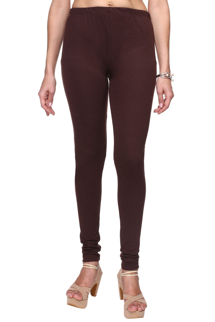 TRASA Women's Cotton Slim Fit Churidar Leggings - Brown