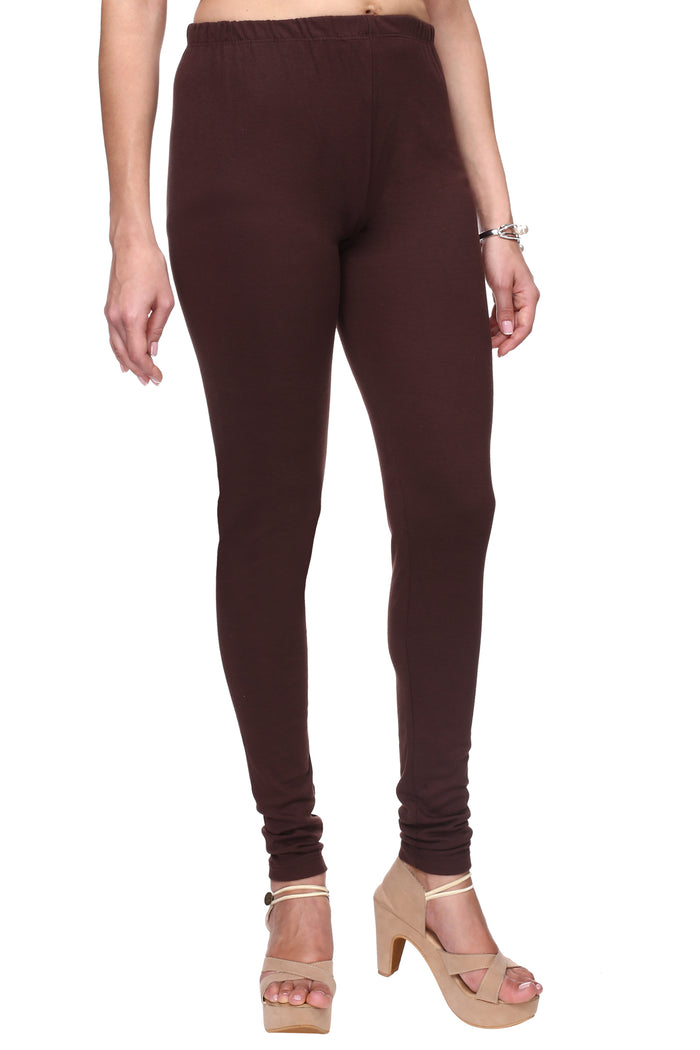 TRASA Women's Cotton Slim Fit Churidar Leggings - Brown
