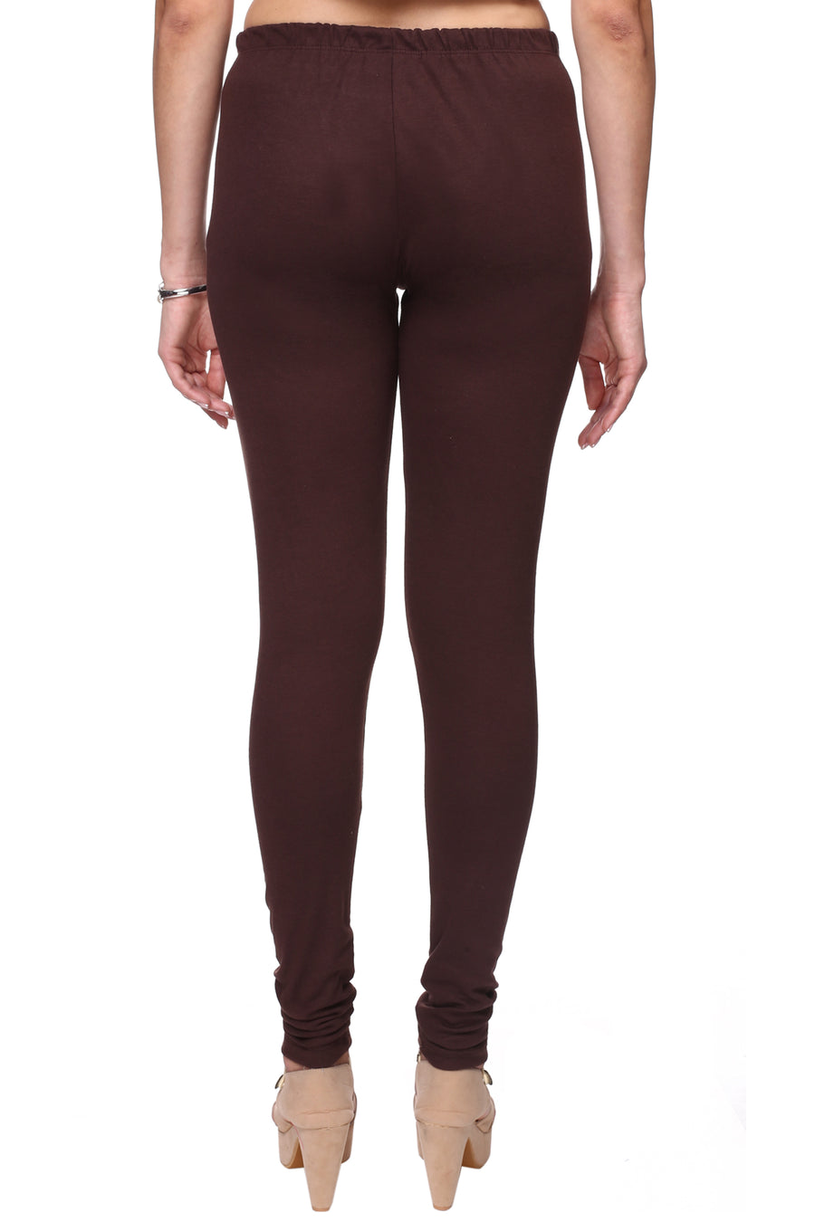 TRASA Women's Cotton Slim Fit Churidar Leggings - Brown