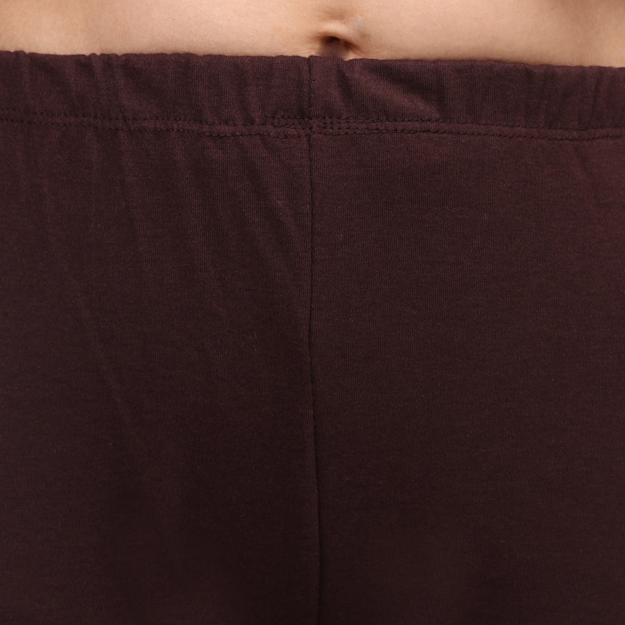 TRASA Women's Cotton Slim Fit Churidar Leggings - Brown