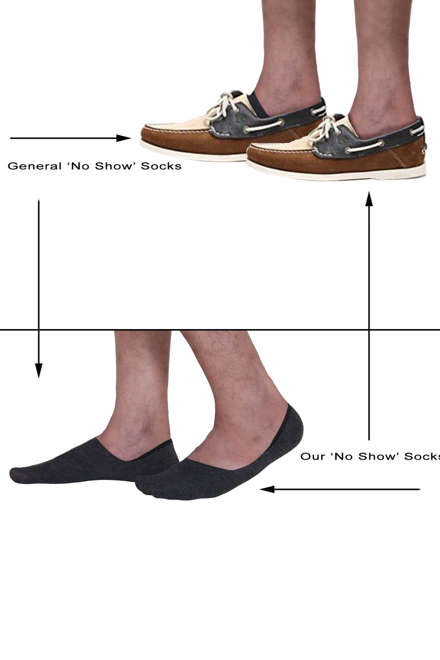 Trasa Men's No-Show Loafer Socks - Pack of 3 - Dark Grey
