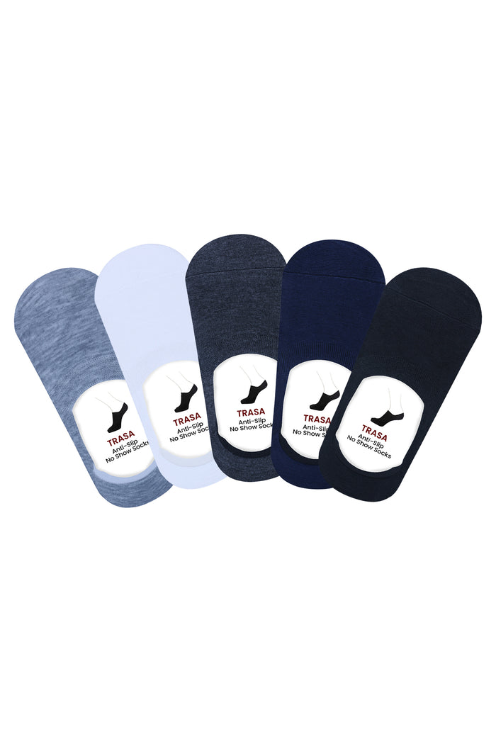 Trasa Men's No-Show Loafer Socks - Pack of 5 - Multicolour