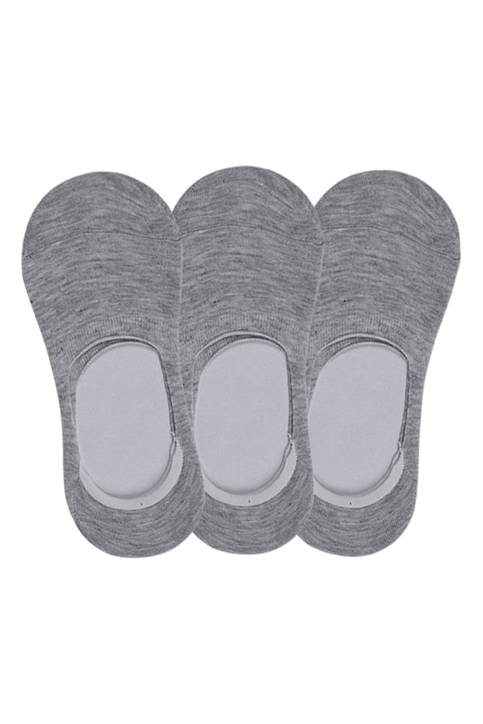 Trasa Men's No-Show Loafer Socks - Pack of 3 - Light Grey