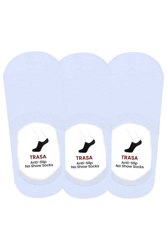 Trasa Men's No-Show Loafer Socks - Pack of 3 - White