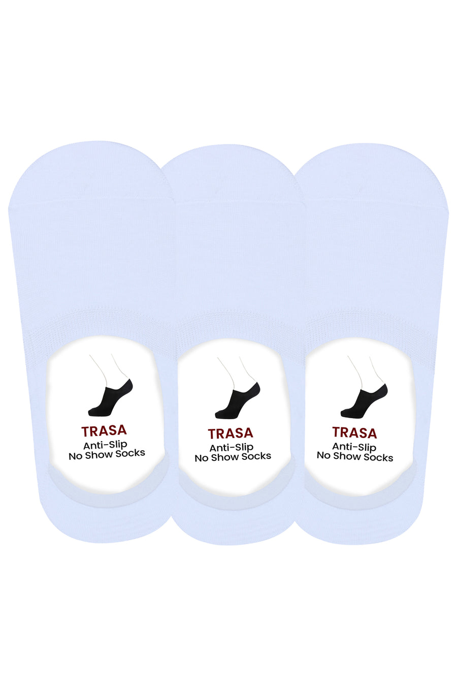Trasa Men's No-Show Loafer Socks - Pack of 3 - White