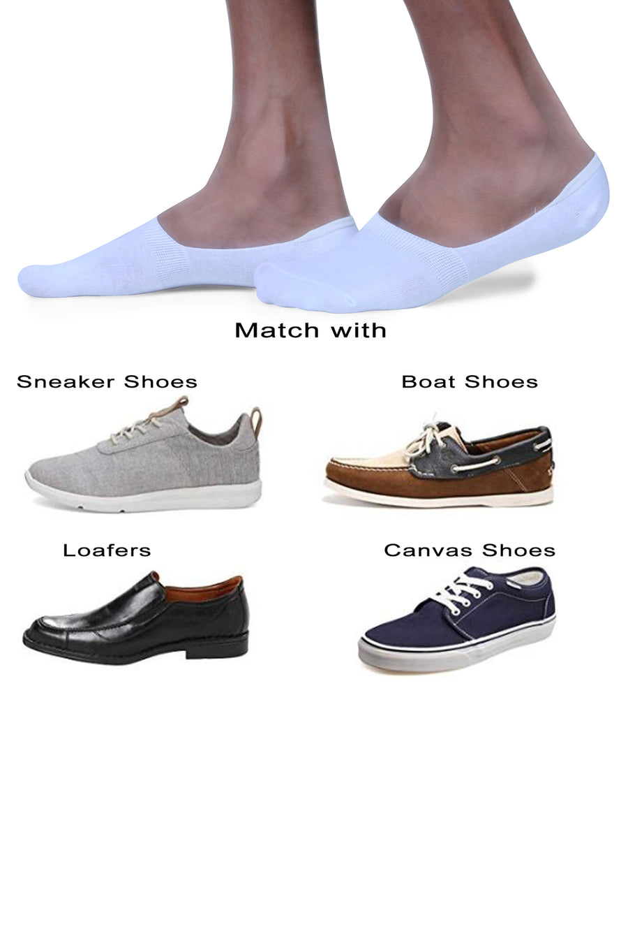 Trasa Men's No-Show Loafer Socks - Pack of 3 - White