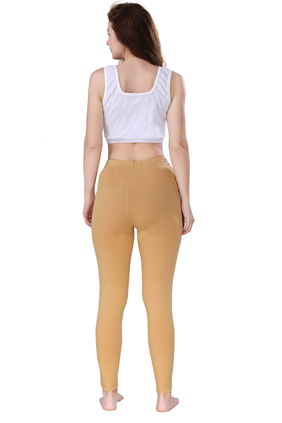 TRASA Kurti Pants for womens and girls super comfy stretchable cotton with one Side pocket - Dark Beige