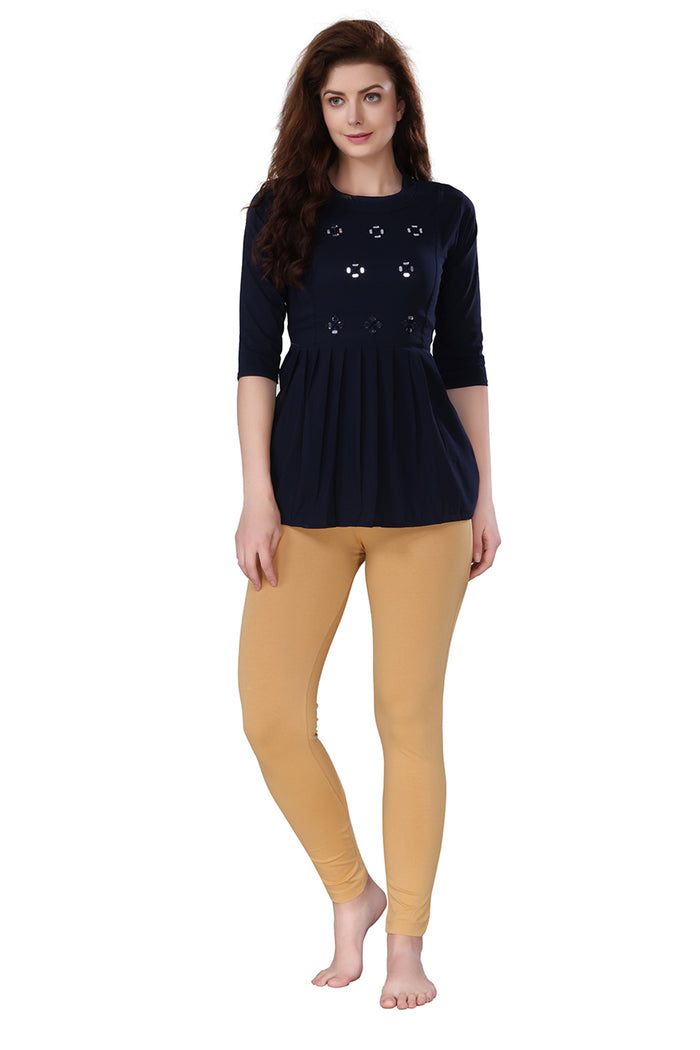 TRASA Kurti Pants for womens and girls super comfy stretchable cotton with one Side pocket - Dark Beige