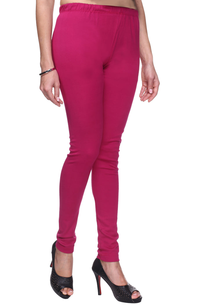 TRASA Women's Cotton Churidar Leggings Dark Pink