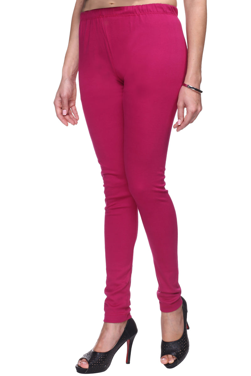 TRASA Women's Cotton Churidar Leggings Dark Pink