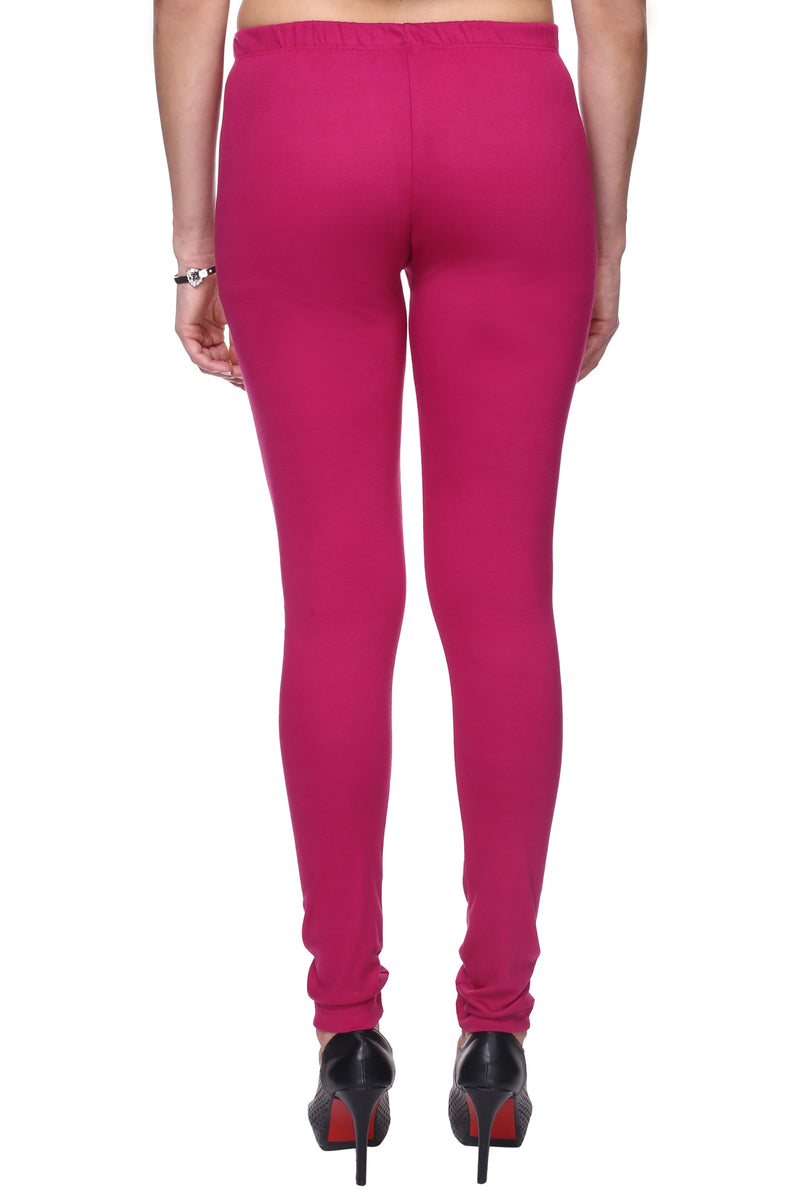 TRASA Women's Cotton Churidar Leggings Dark Pink