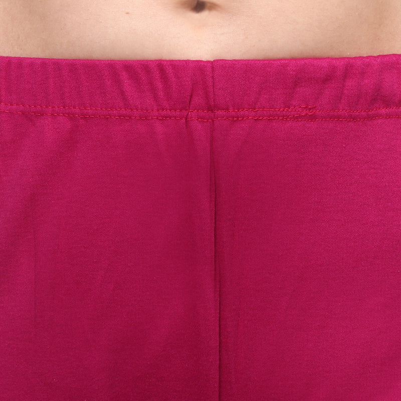 TRASA Women's Cotton Churidar Leggings Dark Pink