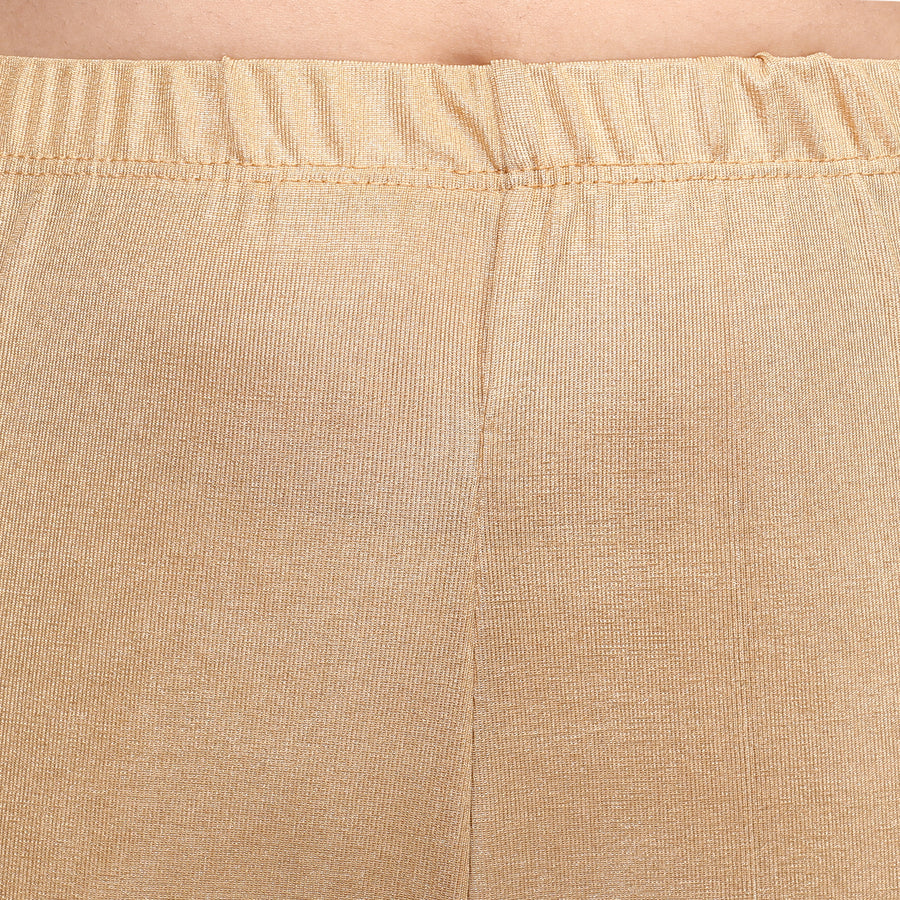 Trasa Shining Lycra Women's and Girls Full Length Churidar Leggings- Golden