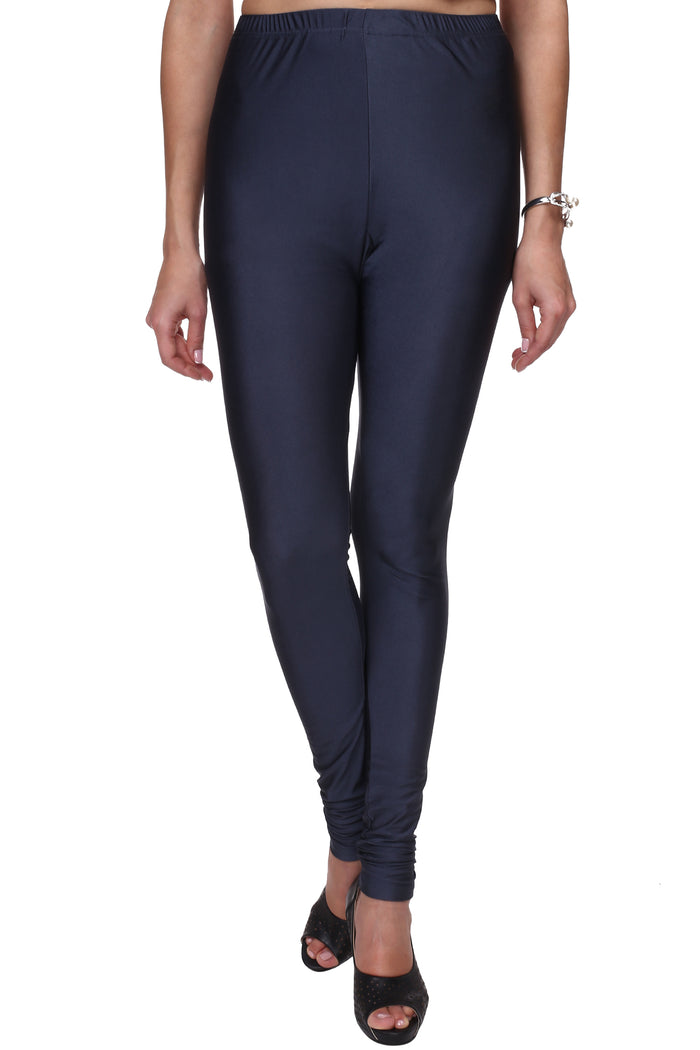 Trasa Shining Lycra Women's and Girls Full Length Churidar Leggings- Grey