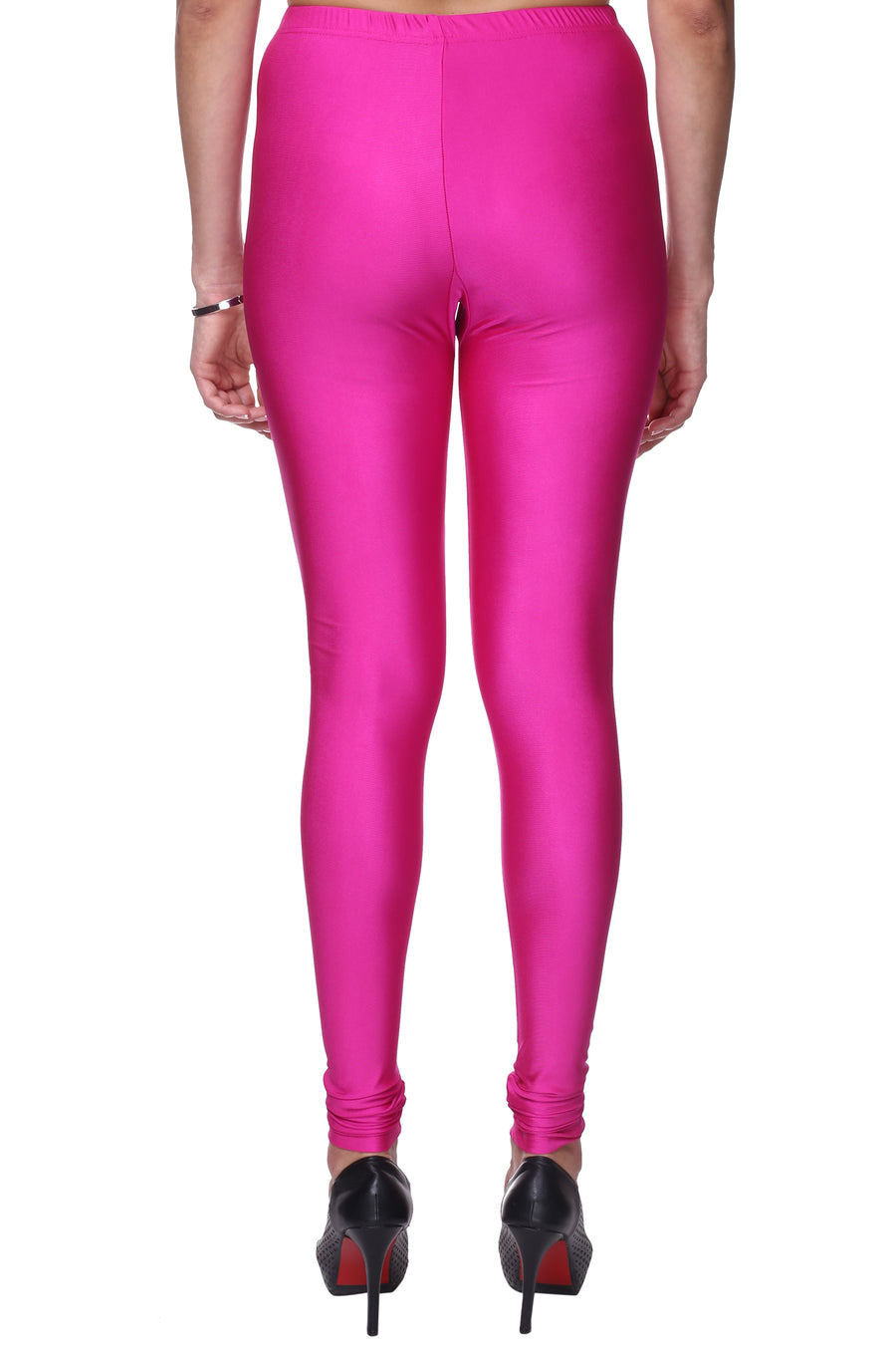 Trasa Shining Lycra Women's and Girls Full Length Churidar Leggings-Magenta
