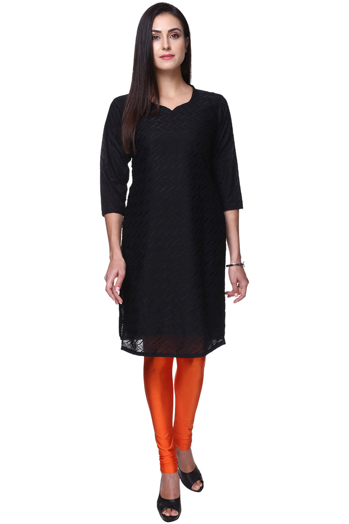 Trasa Shining Lycra Women's and Girls Full Length Churidar Leggings- Orange