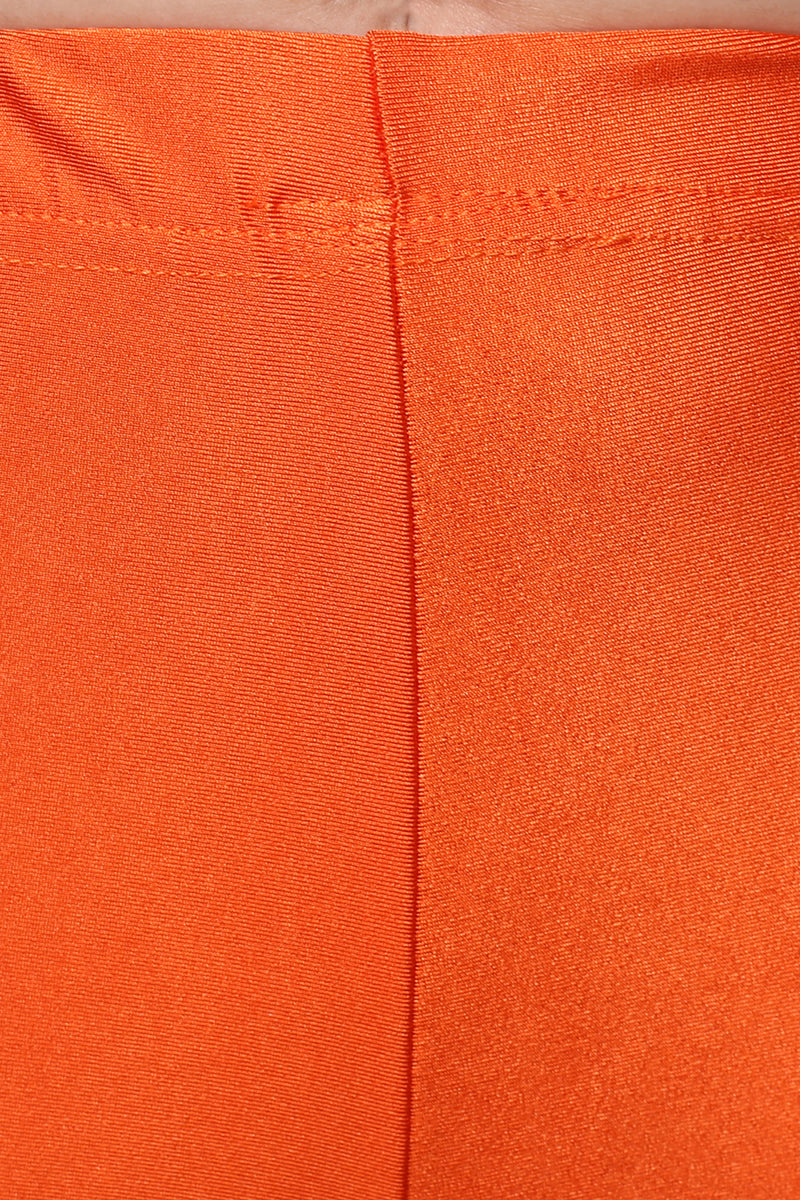 Trasa Shining Lycra Women's and Girls Full Length Churidar Leggings- Orange