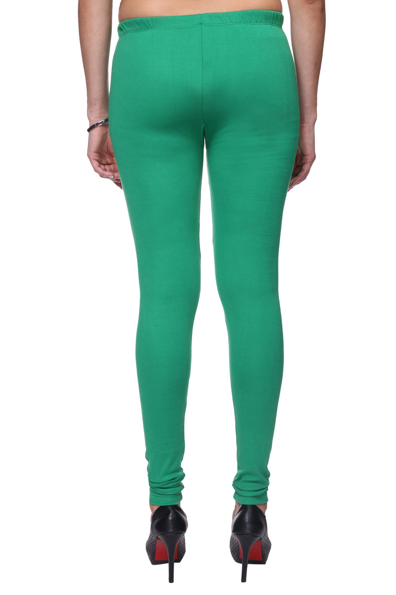 TRASA Women's Cotton Slim Fit Churidar Leggings - Green