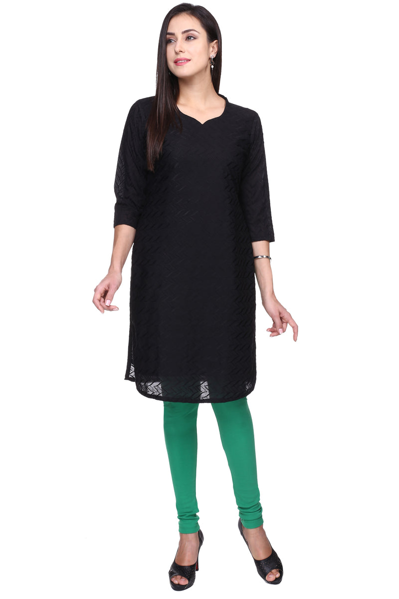 TRASA Women's Cotton Slim Fit Churidar Leggings - Green