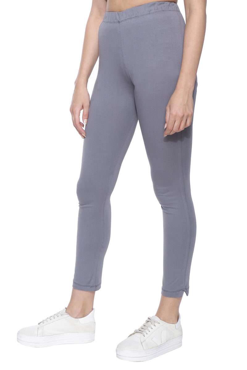 TRASA Kurti Pants for womens and girls super comfy stretchable cotton with one Side pocket - Grey