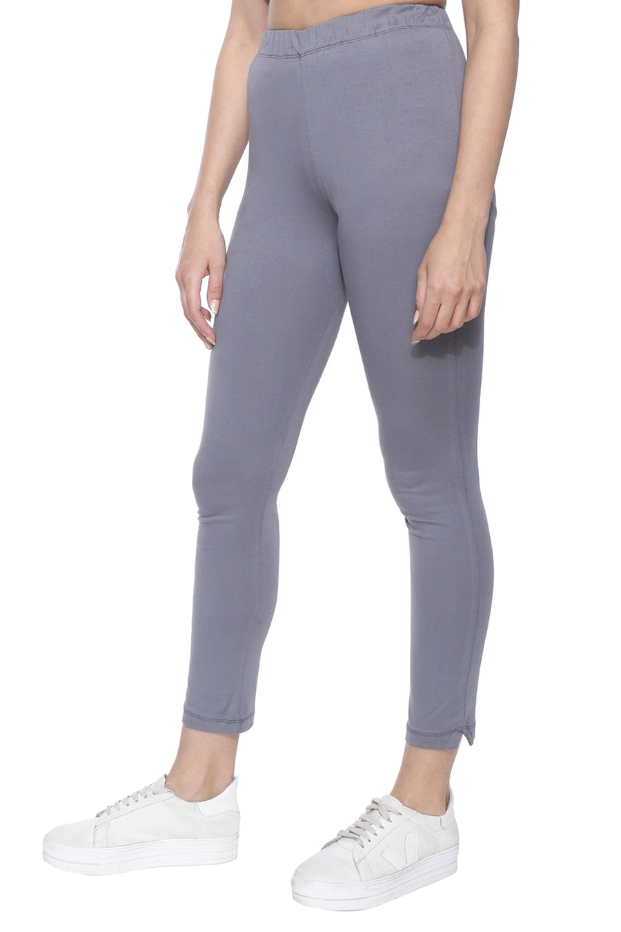 TRASA Kurti Pants for womens and girls super comfy stretchable cotton with one Side pocket - Grey