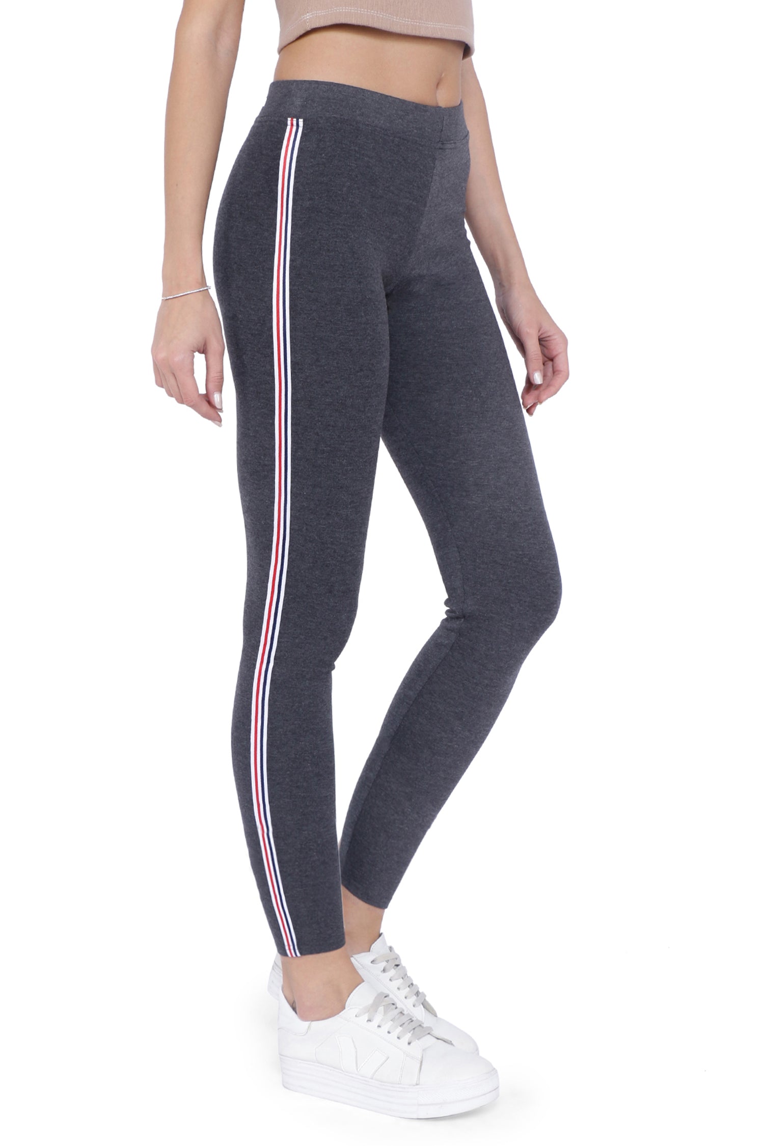 TRASA Women's and Girl's Skinny Fit Yoga Track pant - Grey Strip