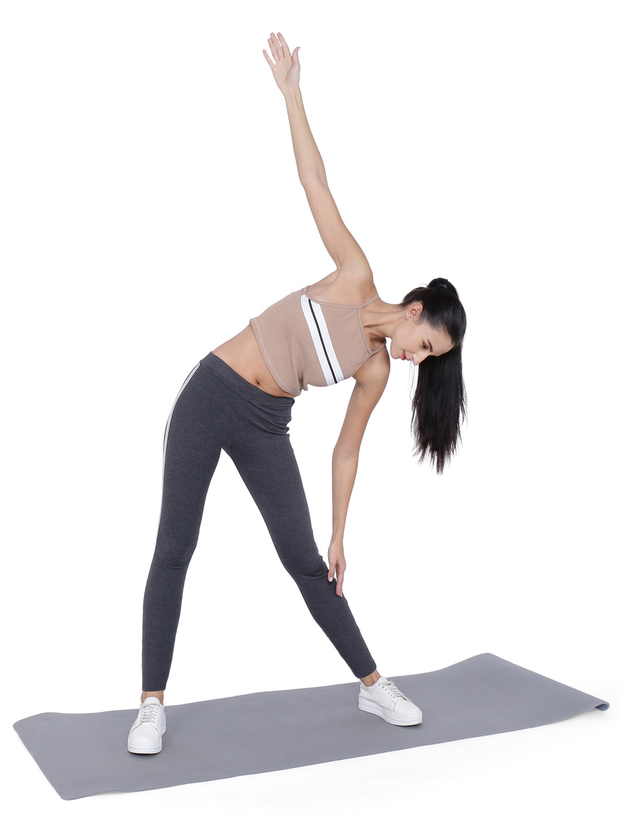 TRASA Women's and Girl's Skinny Fit Yoga Track pant - Grey Strip